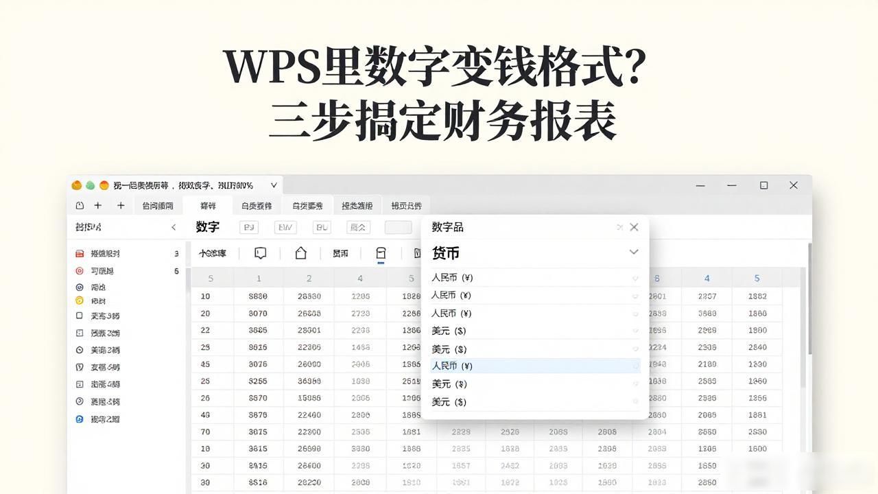 WPS里数字变钱格式？三步搞定财务报表