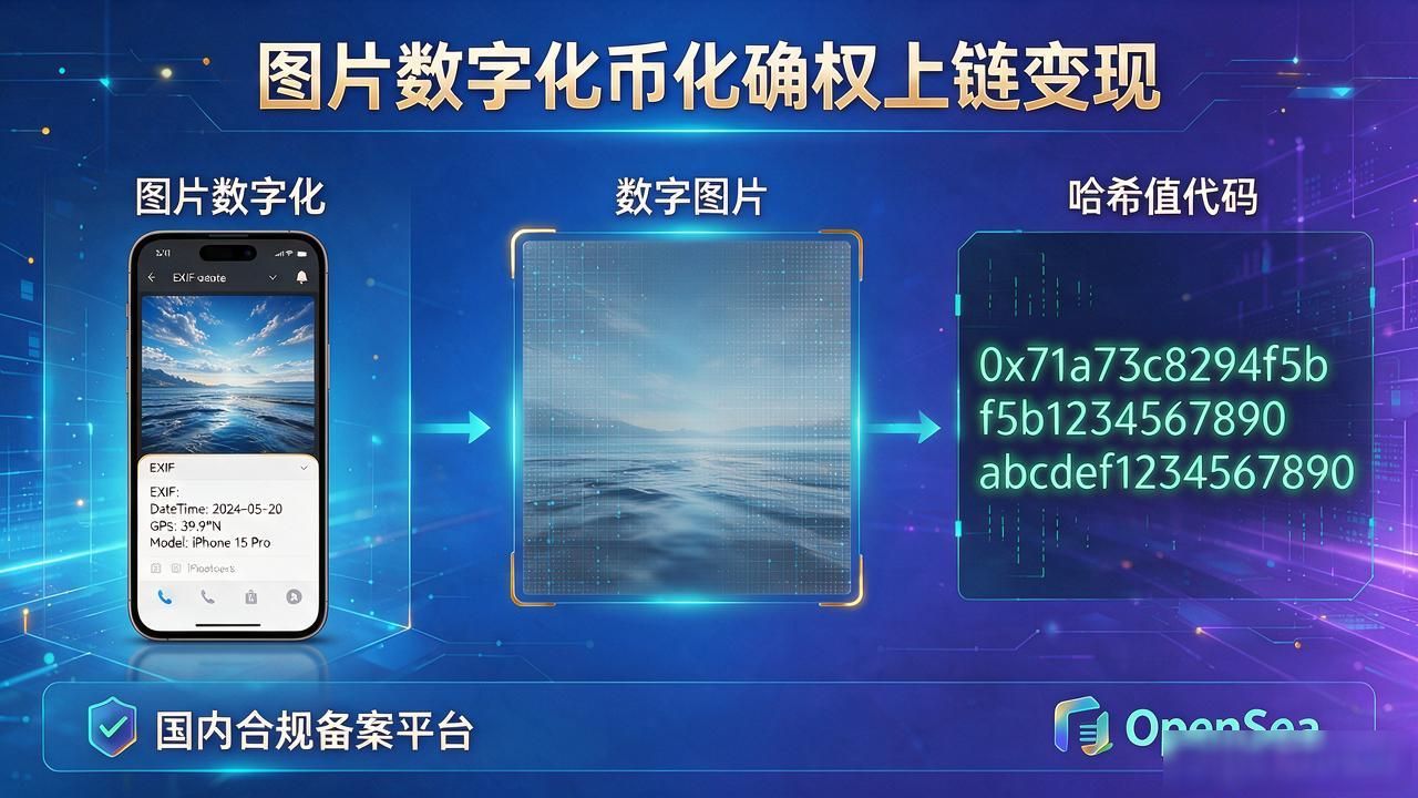 数字货币化图片_哈希指纹链上确权_数字资产化图片