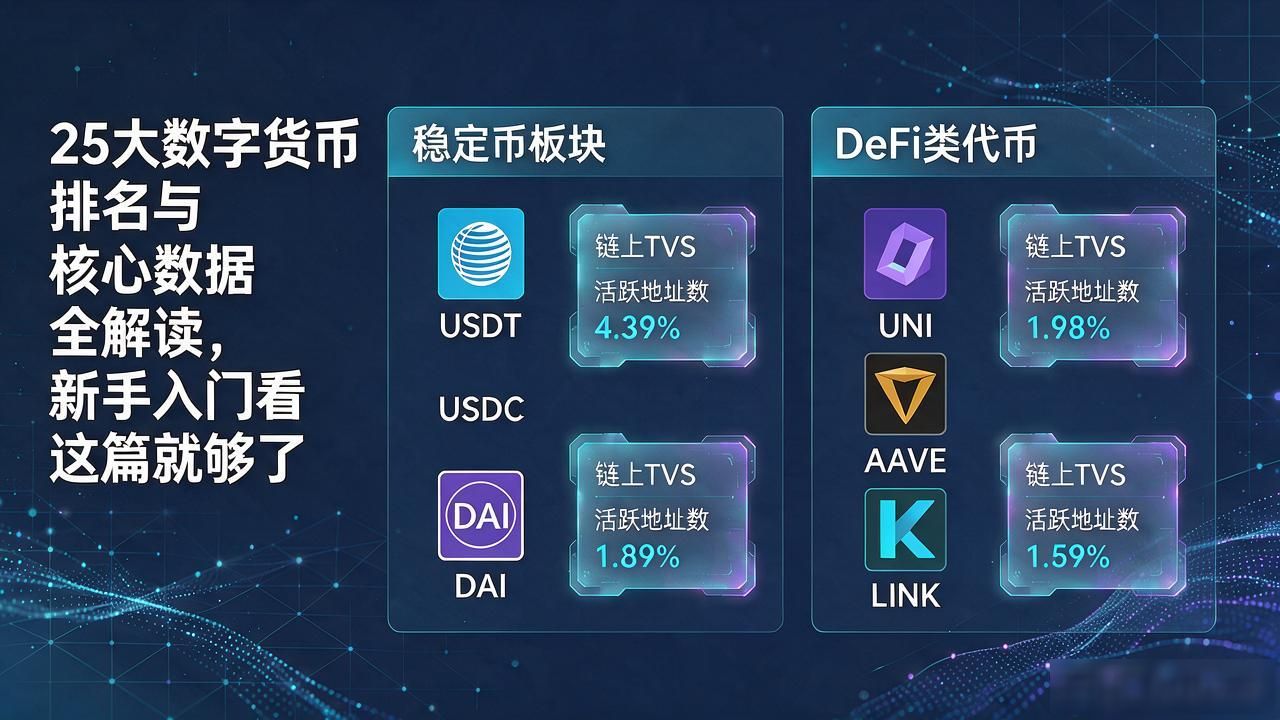 25大数字货币排名与核心数据全解读，新手入门看这篇就够了